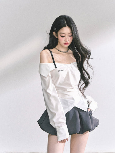 One-shoulder Waist Slim Shirt DIA0535