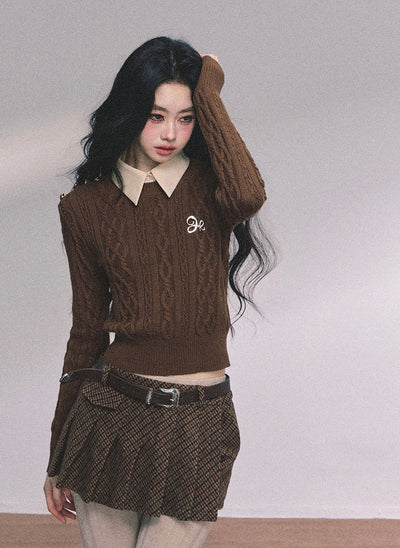 Fake Two-piece Polo Collar Sweater DIA0607