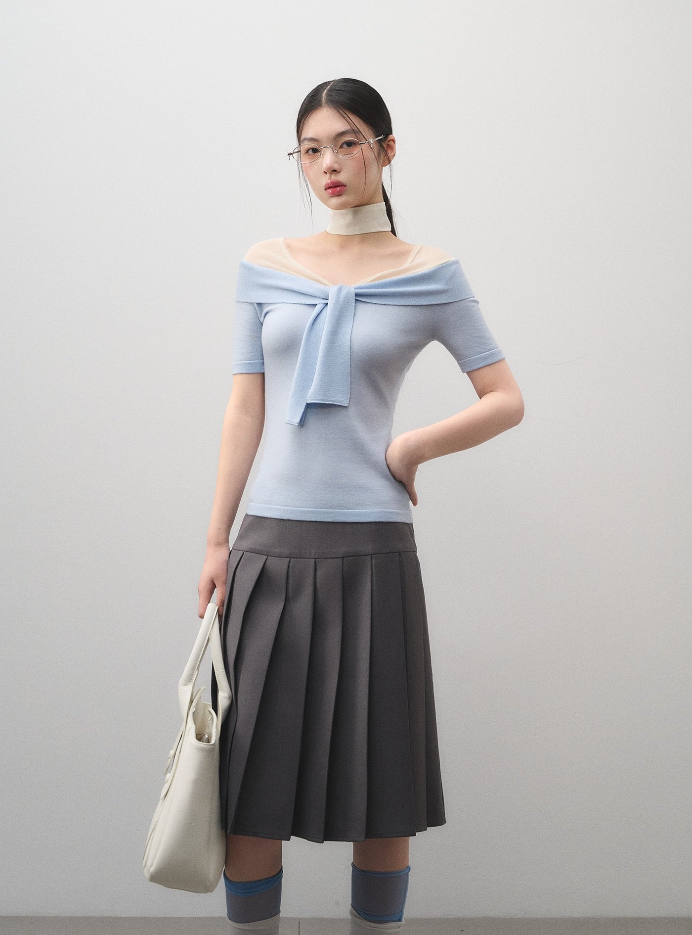 One-shoulder Twisted Slim T-shirt LAL0160