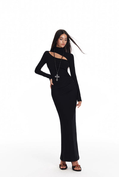 Angel Eyes High-grade Pleated Slim Fit Long Dress 4MU0081