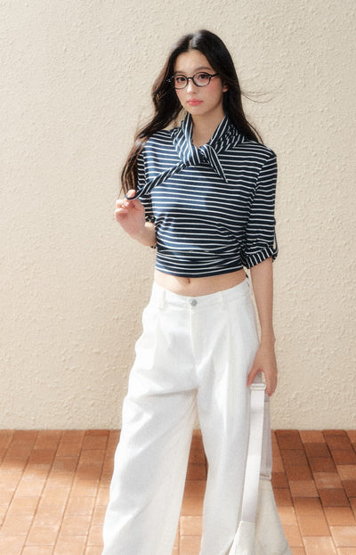 Striped Mid-sleeve T-shirt SHI0183