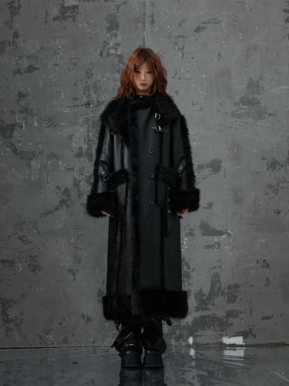 Dark Punk High-end Long Fur Coat FRU0052