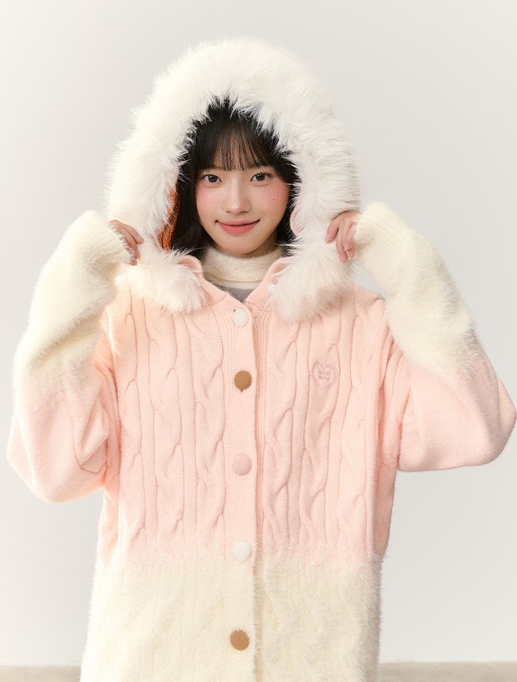 Colorful Button Gradient Knit Cardigan NTO0246