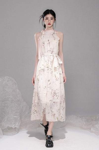 Rose Print One Shoulder Dress COT0323