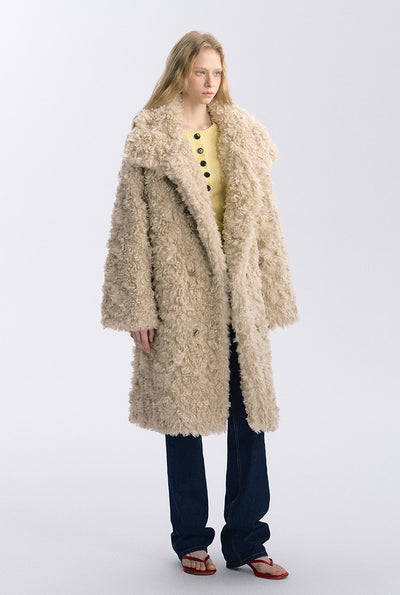 Double-breasted Fur Suede Long Plush Coat BYW0031