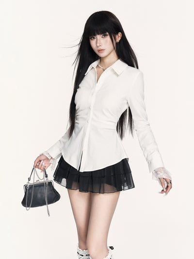 White Striped Slim Fit Basic Shirt VOC0450