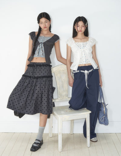 Fake Two-piece Floral Lace Top SOO0019