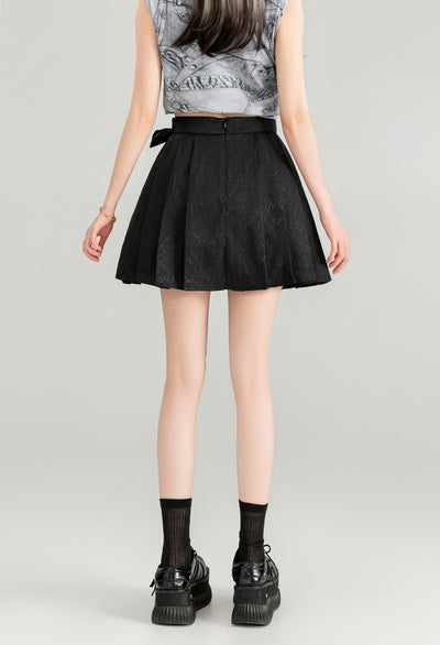 Dark Pattern Jacquard A-line Pleated Short Skirt KEI0081