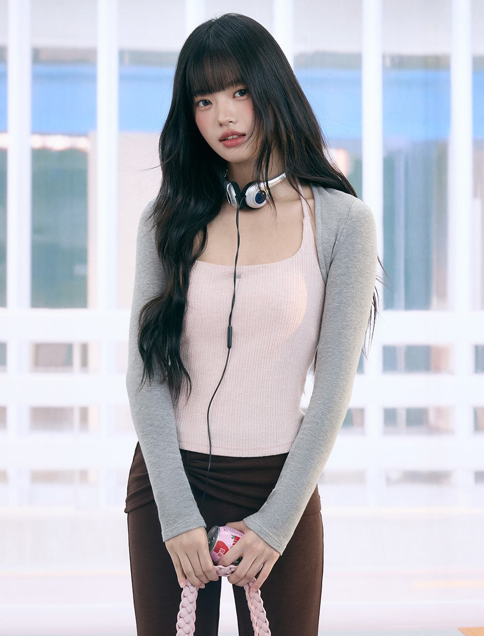 Two-piece Pink Camisole+Short Cardigan WEE0066