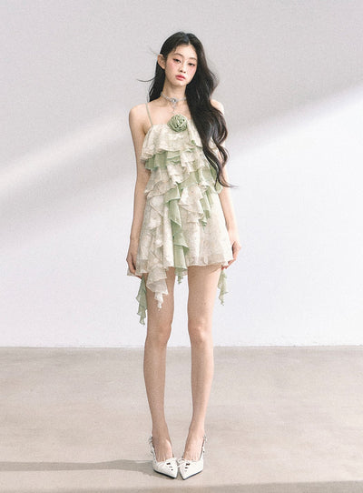 Lace Floral Suspender Dress DIA0440