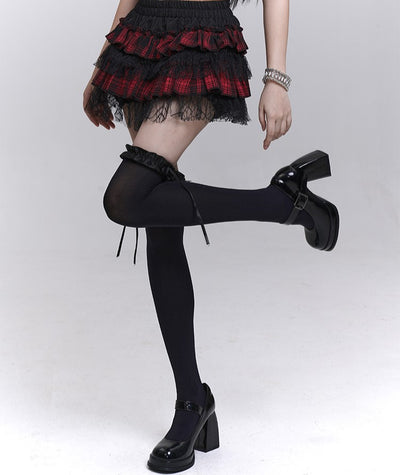 Puff Cake Plaid Miniskirt LAD0198