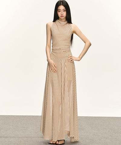 Georgette Striped Slit Long Dress ANA0031