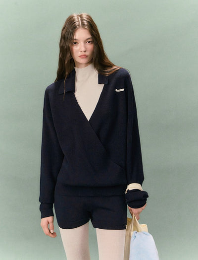 Casual Collared V-neck Sweater/Shorts LAL0234