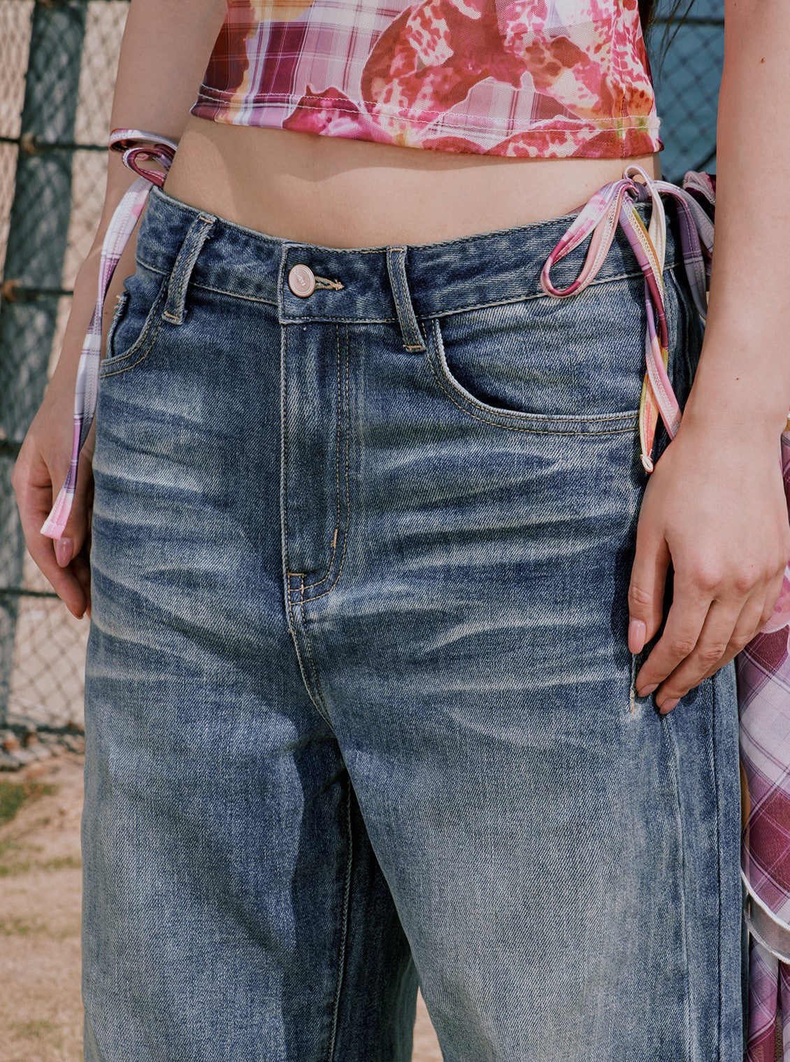 American Retro Low-waisted Blue Jeans RUN0062