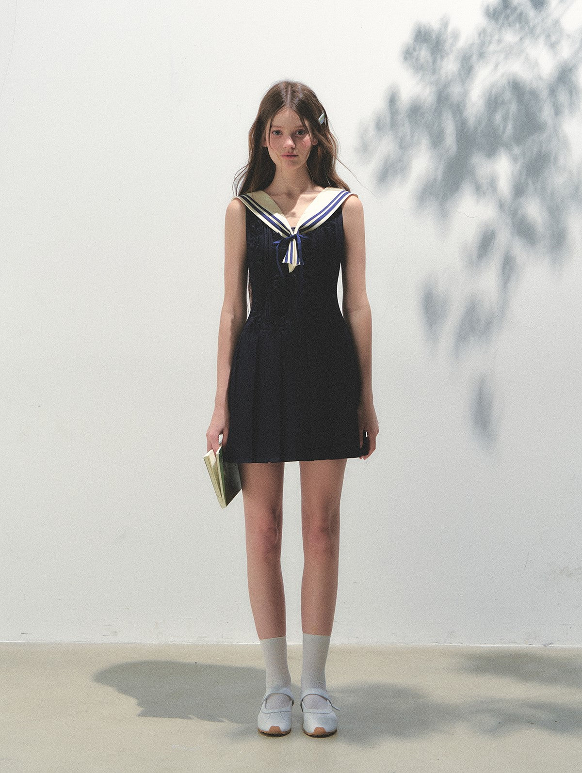 Removable Collar Pleated Dress SUN0156