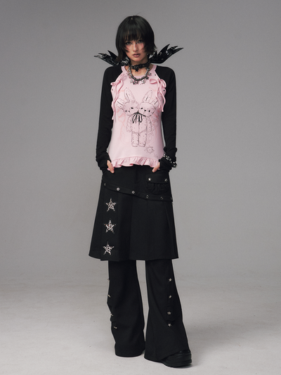 Faux Two-Piece Pleated Skirt Pants FRU0123