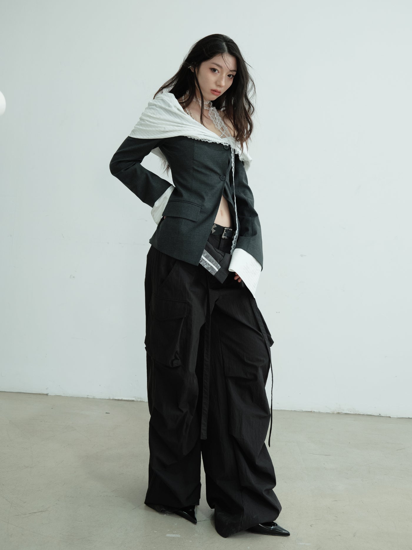 Off-shoulder Fake Two-piece Suit Jacket JNY0218