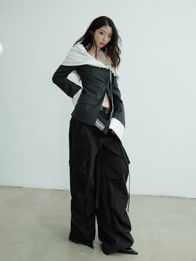Off-shoulder Fake Two-piece Suit Jacket JNY0218