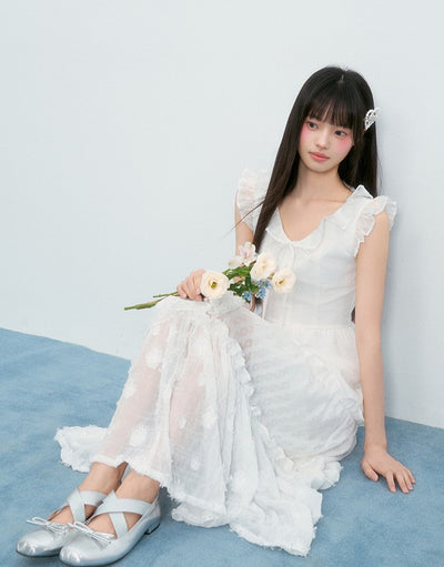 Small Flying Sleeves Cake Mesh Dress NTO0223