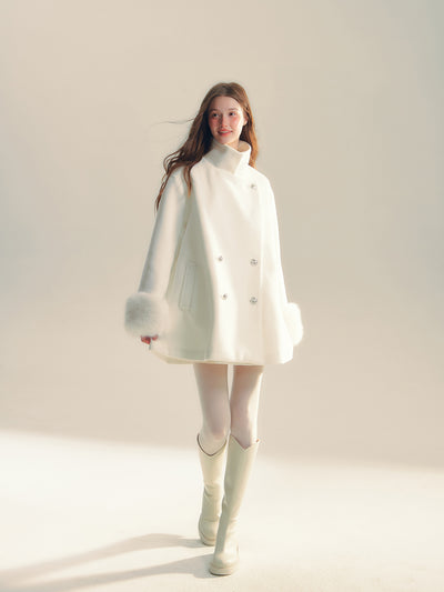 Snow White High-end Medium-length Wool Coat REC0058