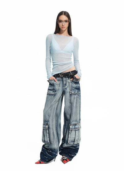 Large Pockets Wide-Leg Jeans NOT0314