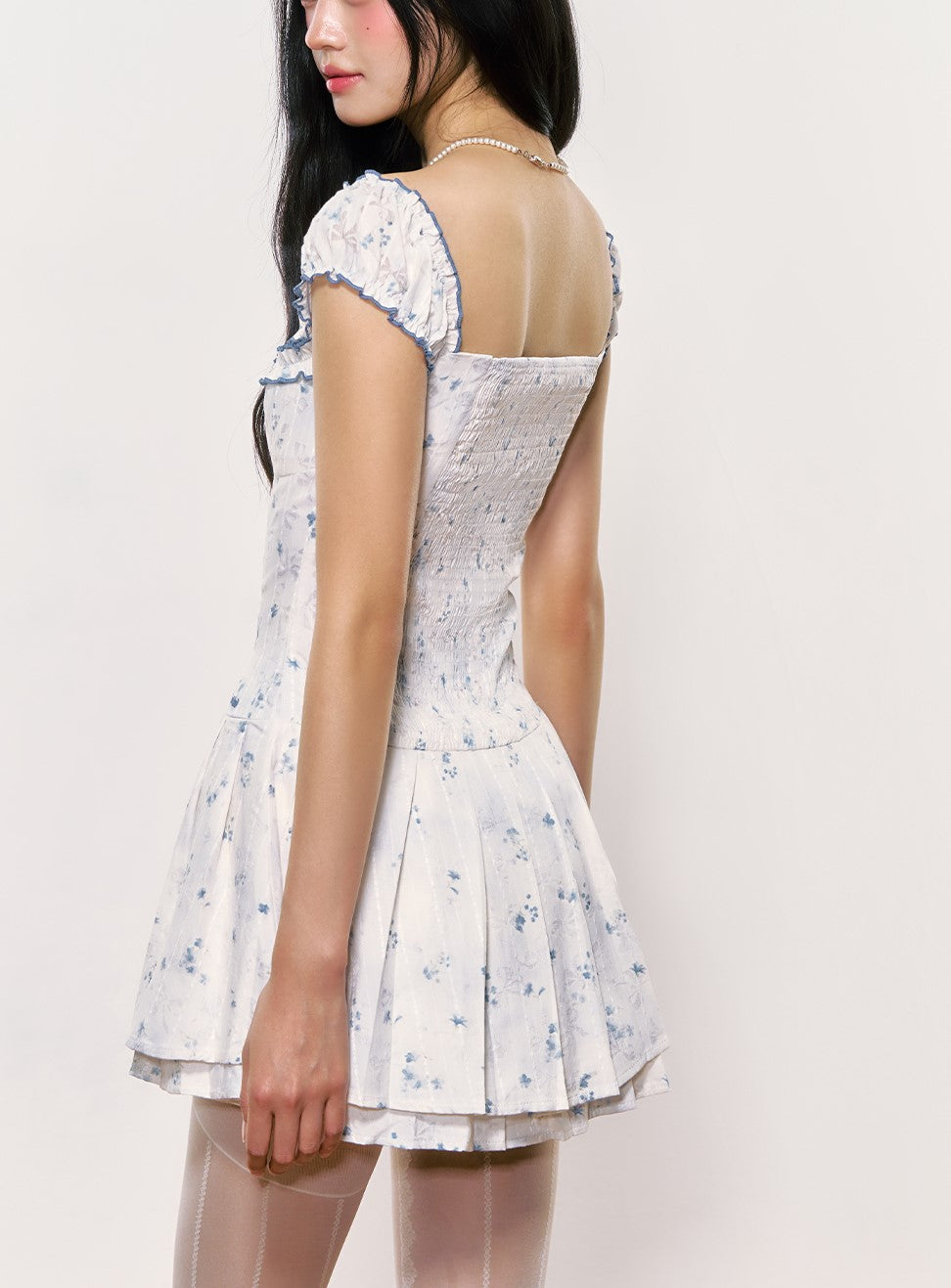 Floral Double Layer Pleated Princess Dress WEE0050