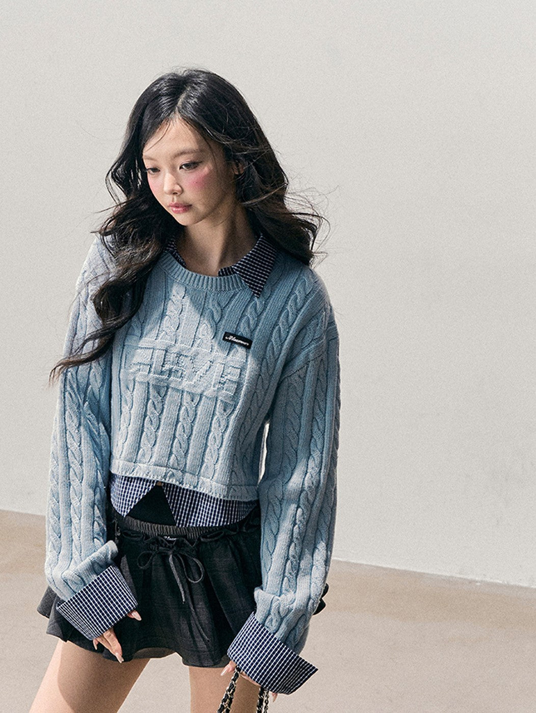 Skyblue Faux Two-Piece Wool Sweater DIA0748