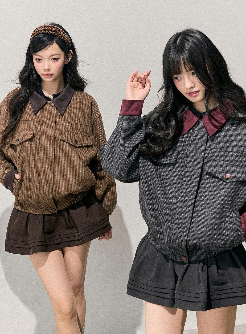 Block Color Quilted Jacket/Short Skirt DIA0745