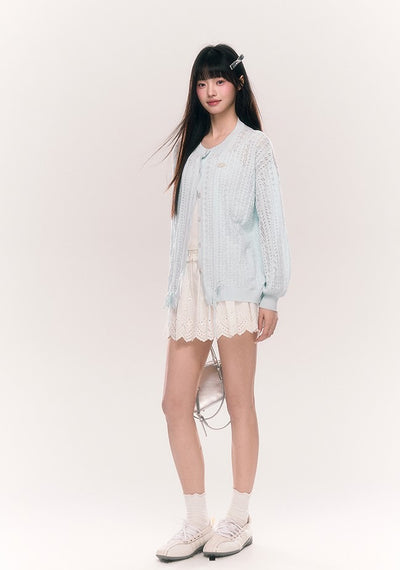 Lace Ruffled Knitted Cardigan NTO0208