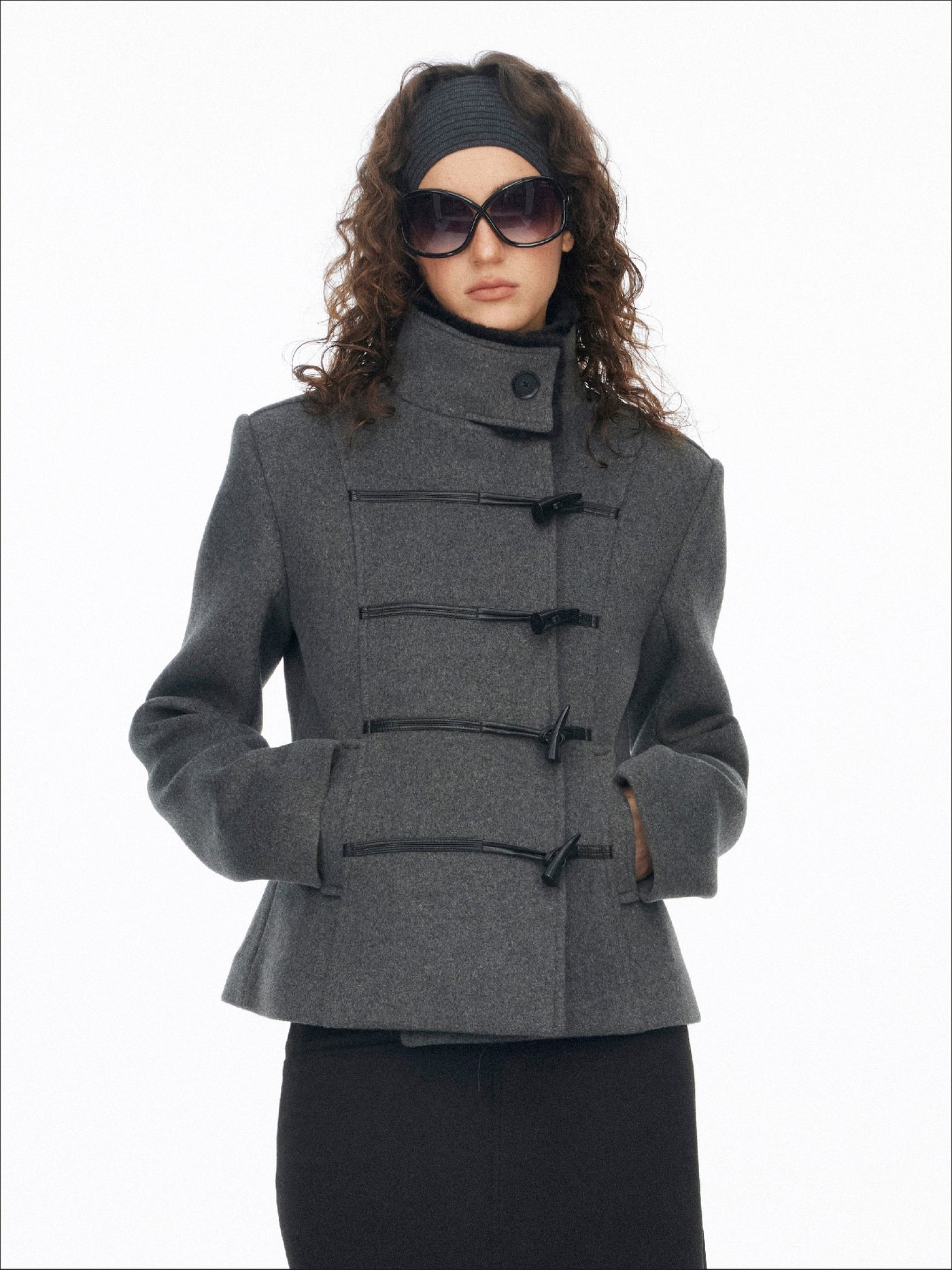 Stand Collar Horn Button Coat SAL0196