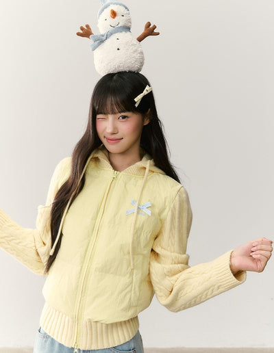 Detachable Hooded Ribbon Knitwear Jacket NTO0243