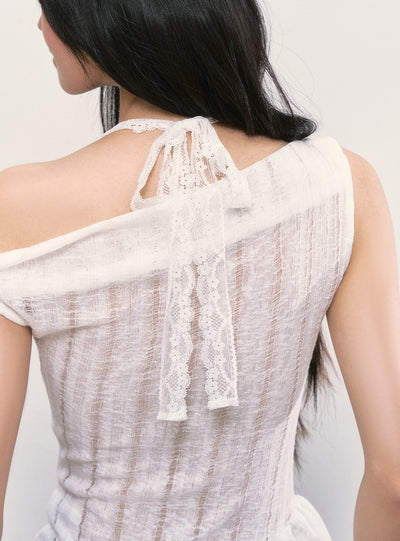 Lace Off-shoulder Irregular Top WEE0006