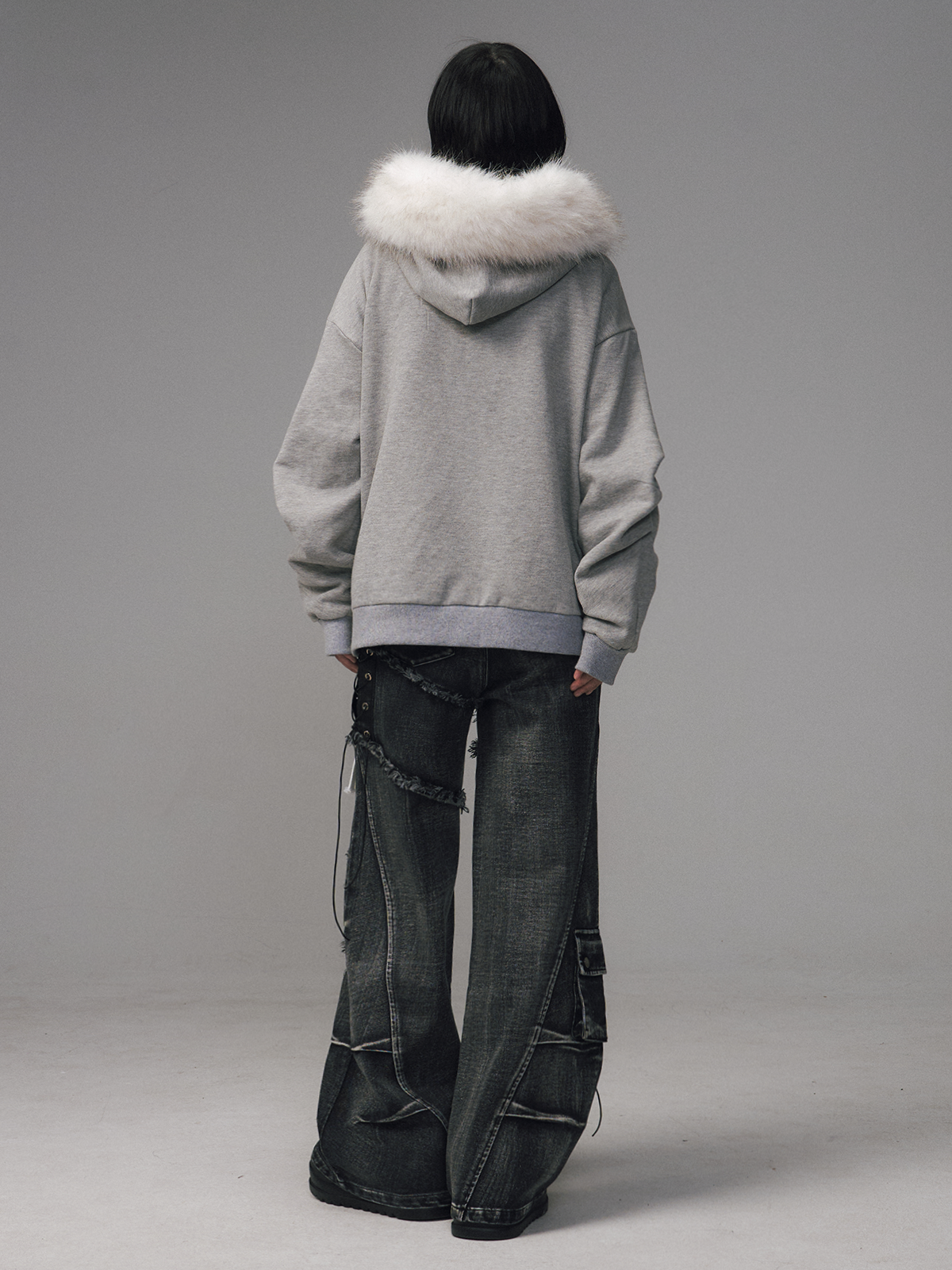 Print Half-Open Zipper Hooded Sweatshirt FRU0125