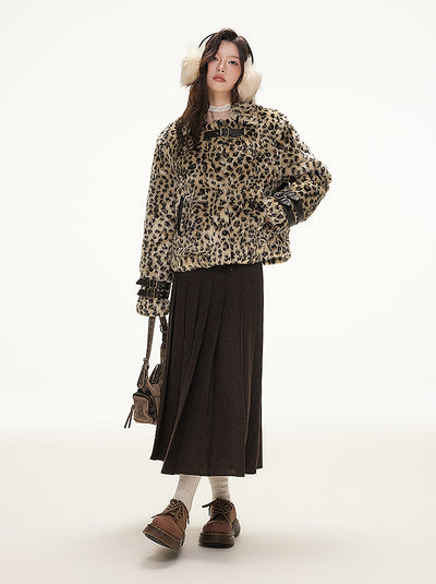 Retro Leopard Print Eco-friendly Fur Jacket IMO0077