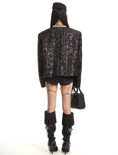 Black Luxury Style Long Sleeve Jacket UNC0272