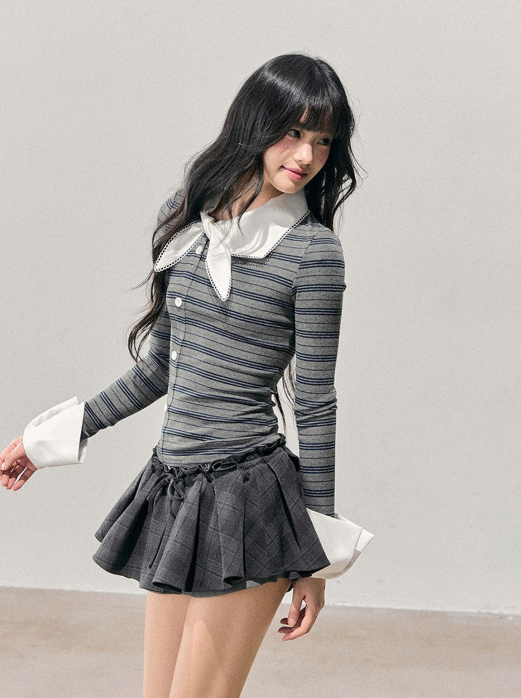 Faux Two-Piece Striped T-Shirt DIA0708