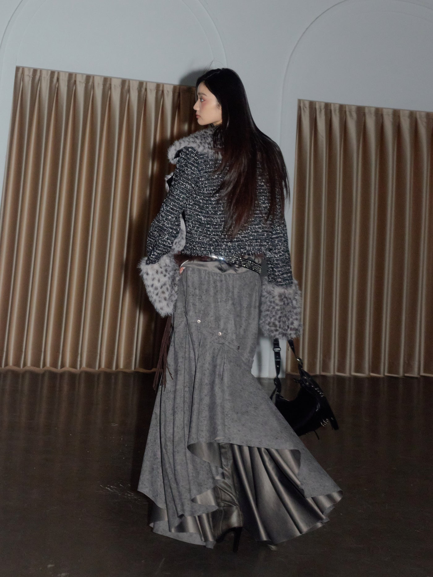 Leopard Print Faux Fur Short Jacket JNY0273