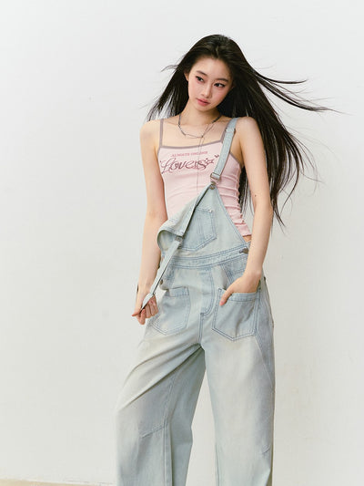 Light Blue Denim Casual Overalls Pants VIA0318