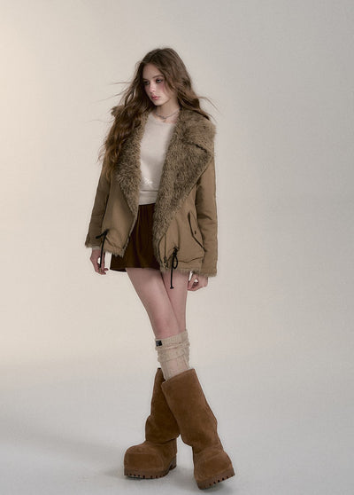 Lapel Two-wear Warm Plush Loose Fur Coat VIA0185