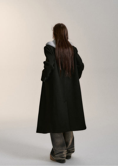 Woolen Hooded Versatile Long Coat VIA0176