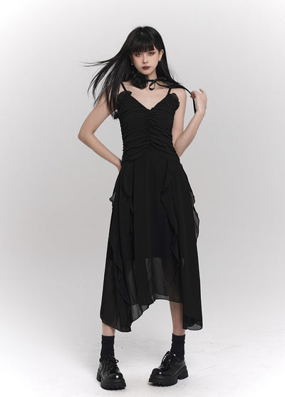 Black French Suspender Dress LAD0062