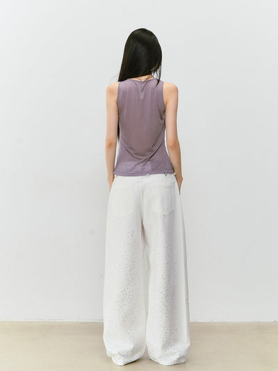 Spliced Lace Sling Collar Top VIA0311