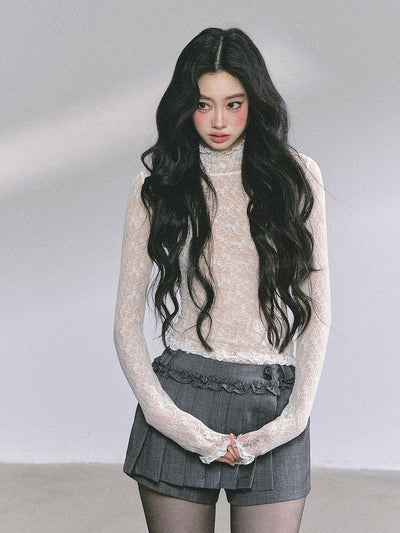 French Suit Jacket/Pleated Skirt/Lace Top DIA0601