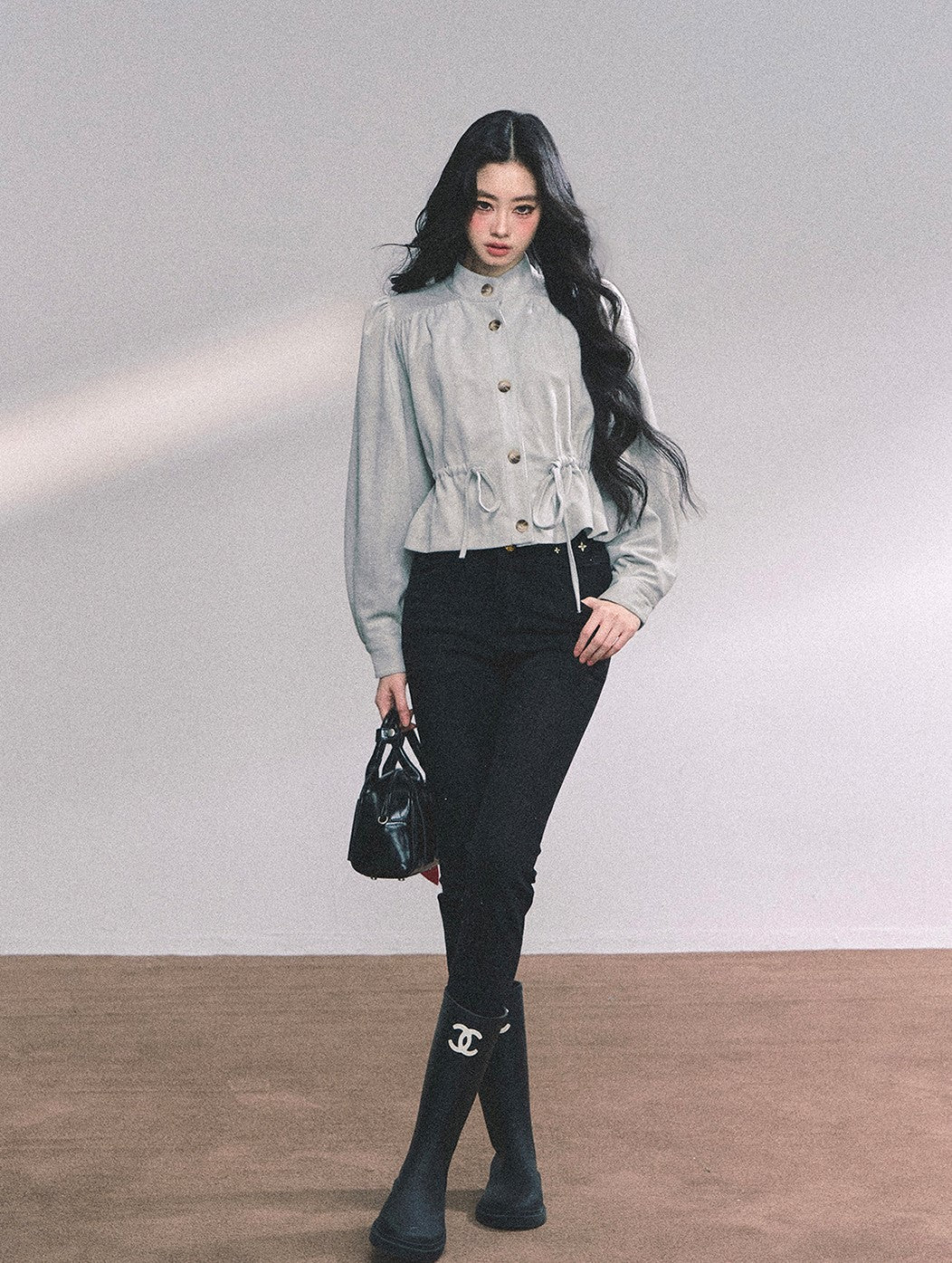 Velvet Stand Collar Shirt DIA0641