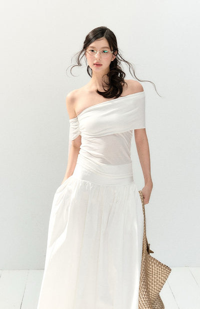 Ribbon Short Sleeves Top/Skirt SHI0153
