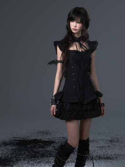 Small Flying Sleeve Puffy Cake Dress FRU0107