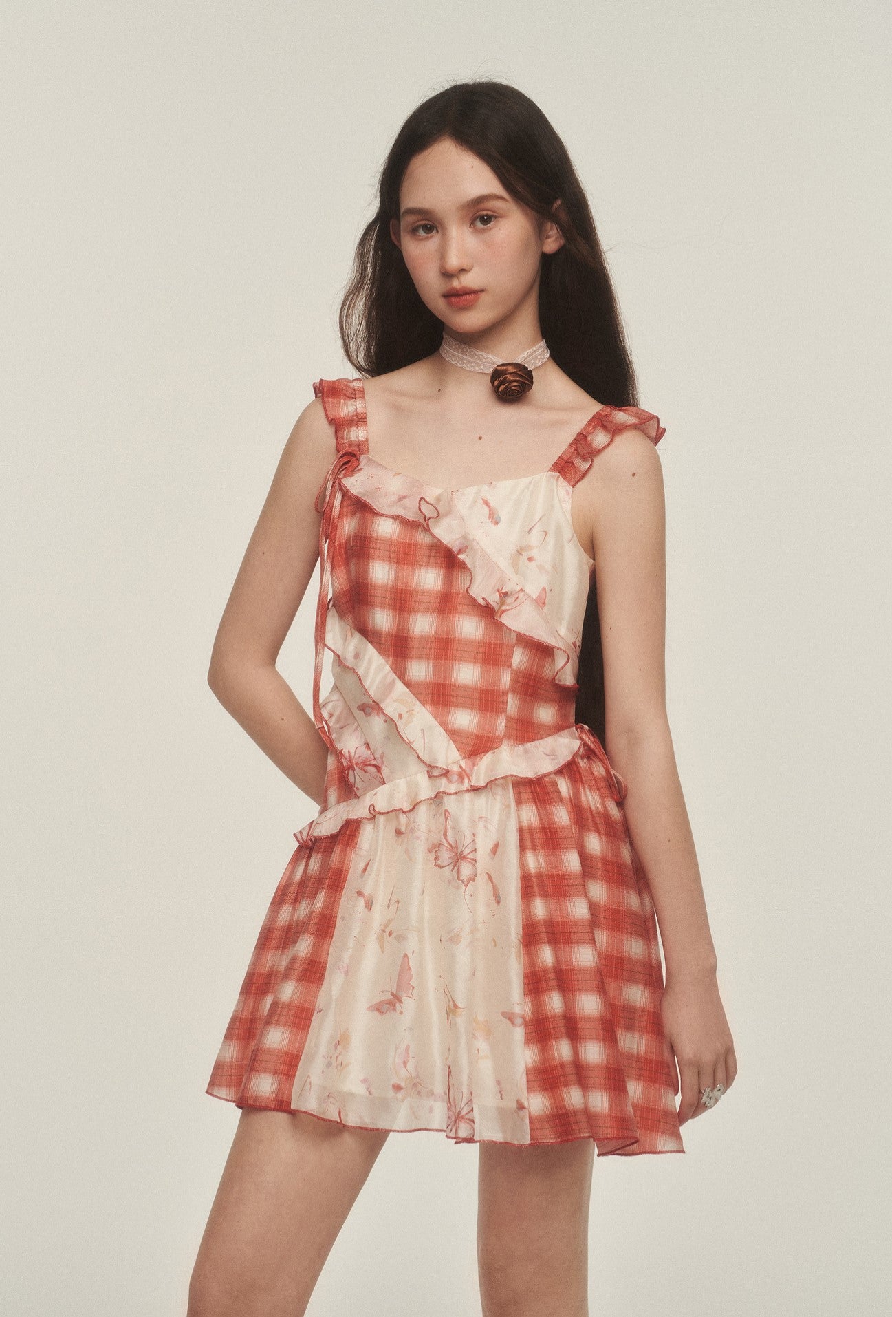 Retro Irregular Stitching Suspender Dress AYF0032