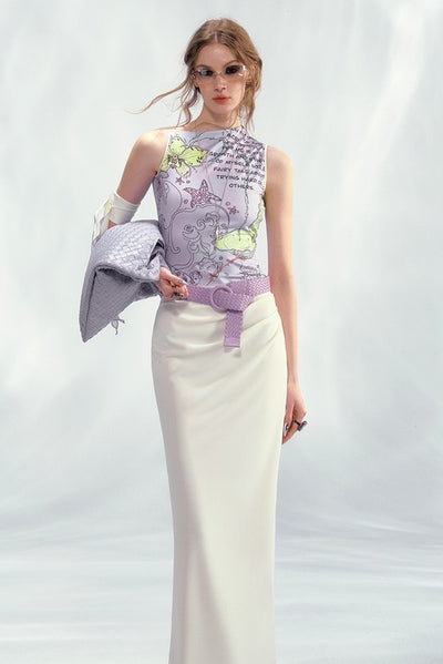 Asymmetric Sleeveless Printed Dress OFA0248