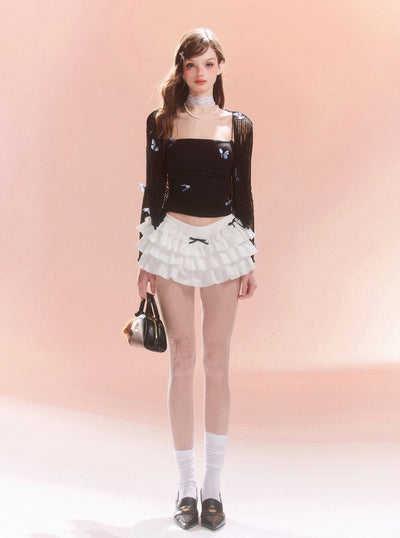 White Bow Slimming Cake Short Skirt DIA0113