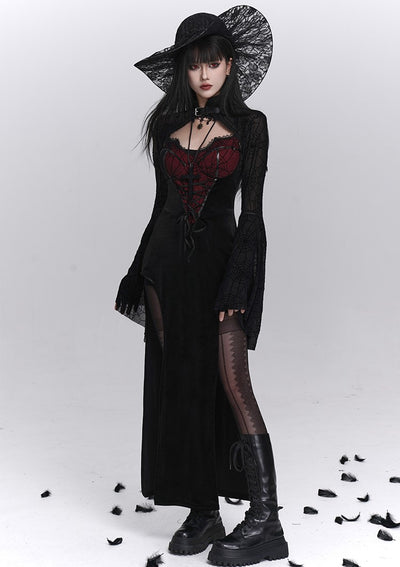 Spider Web Design Slit Strap Dress/Shawl LAD0241